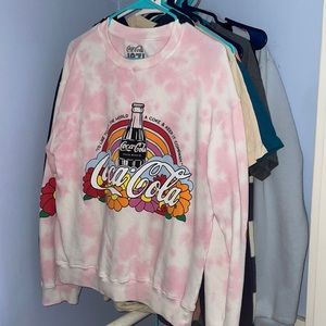 1971 Vintage Coca-Cola Pink Tie-Dye Sweater (Medium)